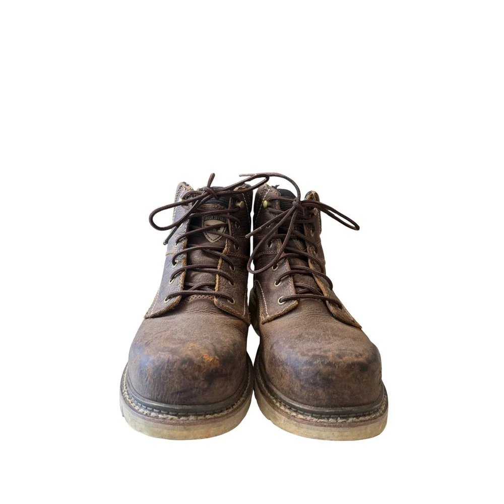 Irish Setter Brown Leather Work Boots Lace Up Slip Resistant 10.5